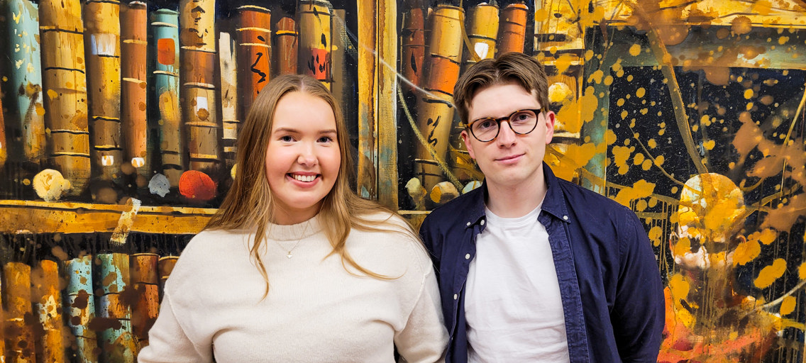 Portrett av Ingrid Aase-Nilsen og Sivert Rismoen, begge masterstudenter