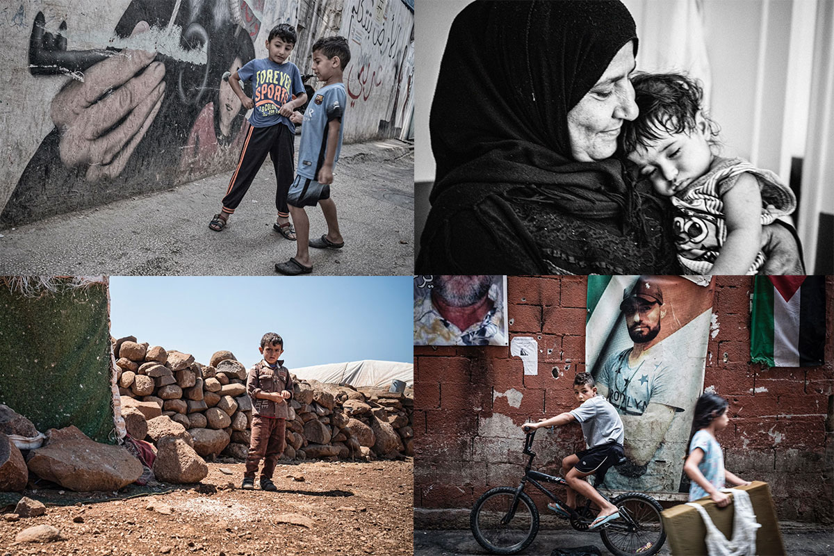 Collage av fire fotografier Anders Nilsen tok på grensen mellom Syria og Libanon