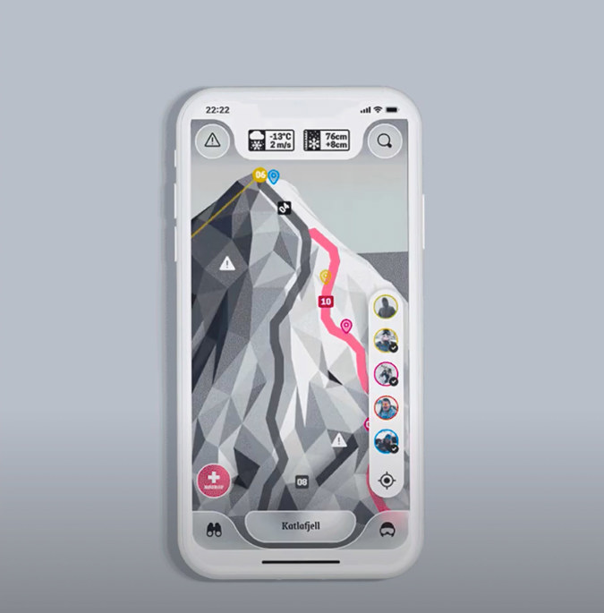 Mockup av studentarbeid på en telefon