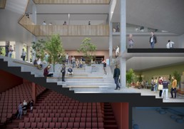 Skisse av auditorium i det nye undervisningsbygget til Høyskolen Kristiania.