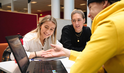 Studenter planlegger og samarbeider på en skjerm